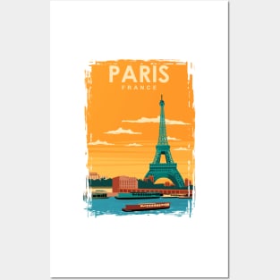 Paris France Seine Eiffel Tower Travel Poster Posters and Art